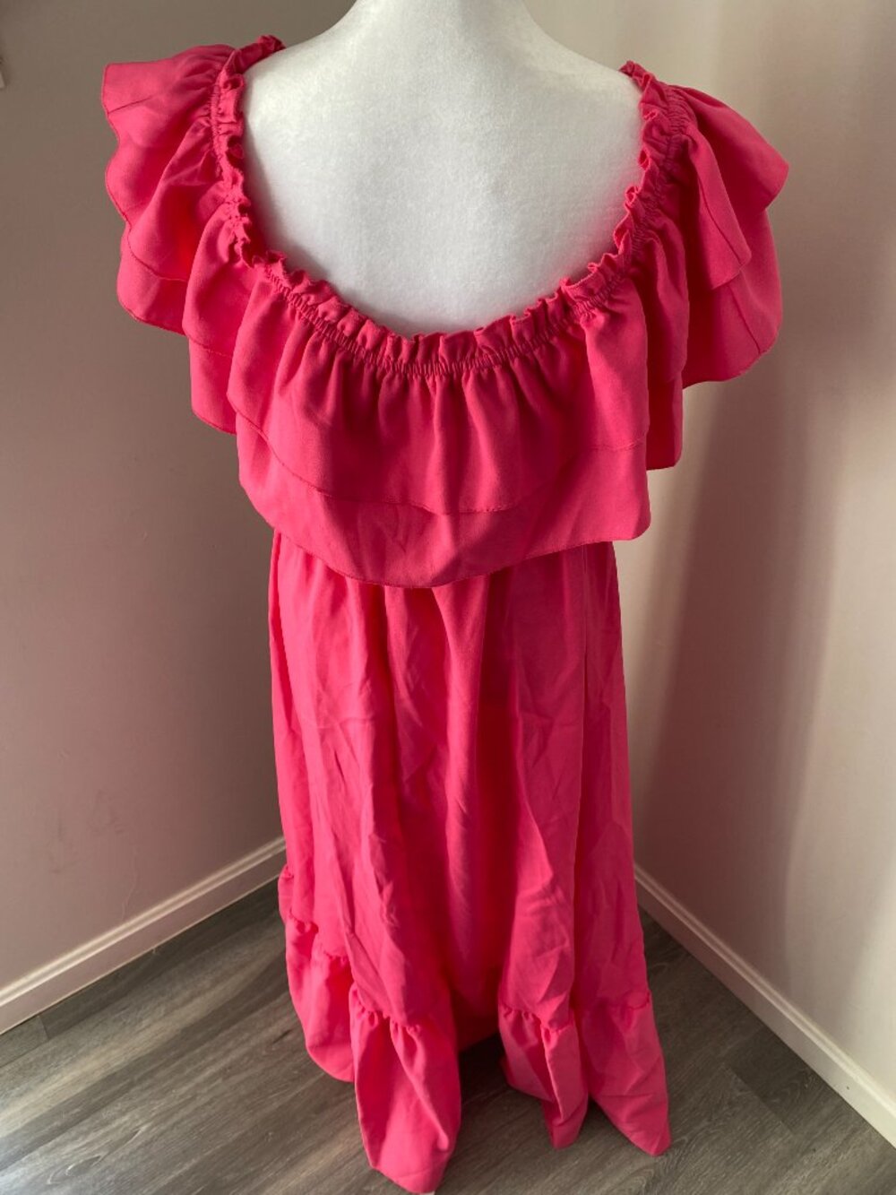 Pink Ruffle Maxi Dress - Picture 4 of 4